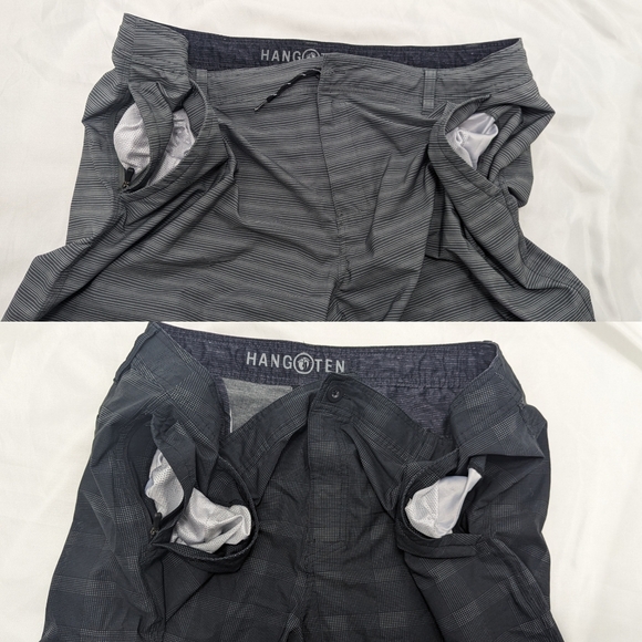 Pair of 2 HangTen Men's XXL Size 42 Gray and Black Zip-Up Hybrid Chino Shorts - Picture 8 of 15